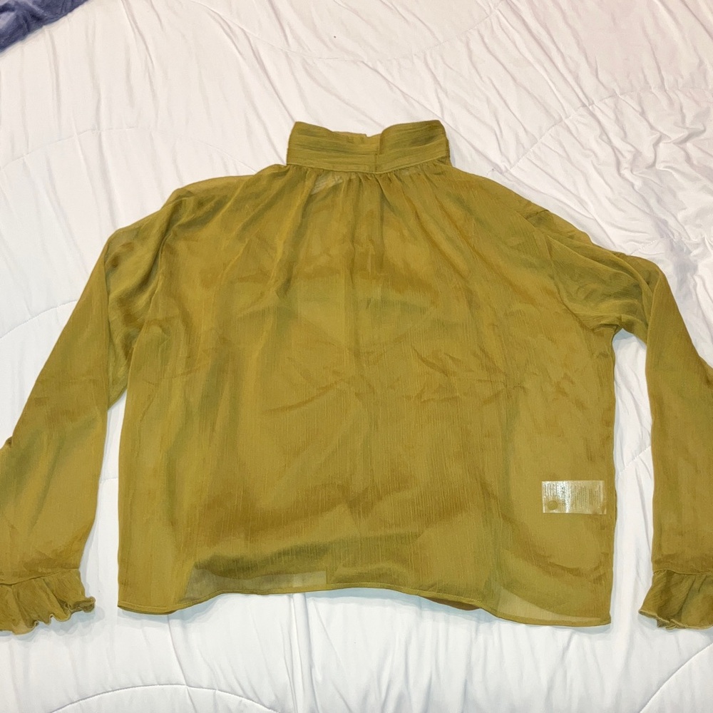 Anthropologie Olive Green Sheer Blouse